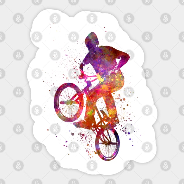 Man bmx acrobatic figure in watercolor Sticker by PaulrommerArt